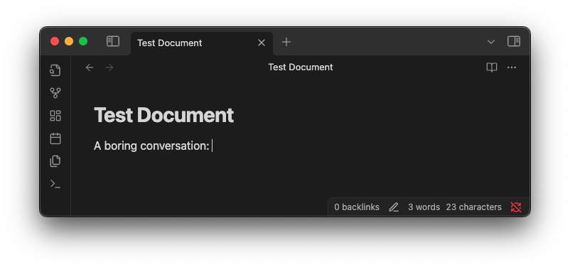A sample document before pasting, where the cursor is not at the beginning of a line