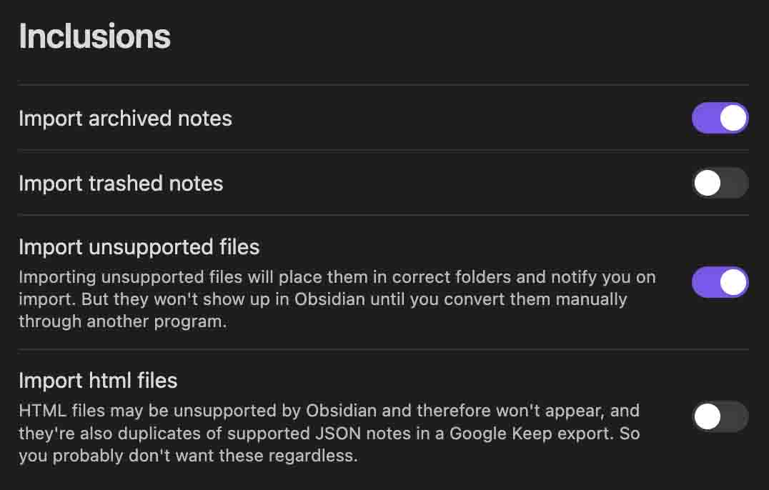 A screenshot of the plugin's settings. See below for a description.